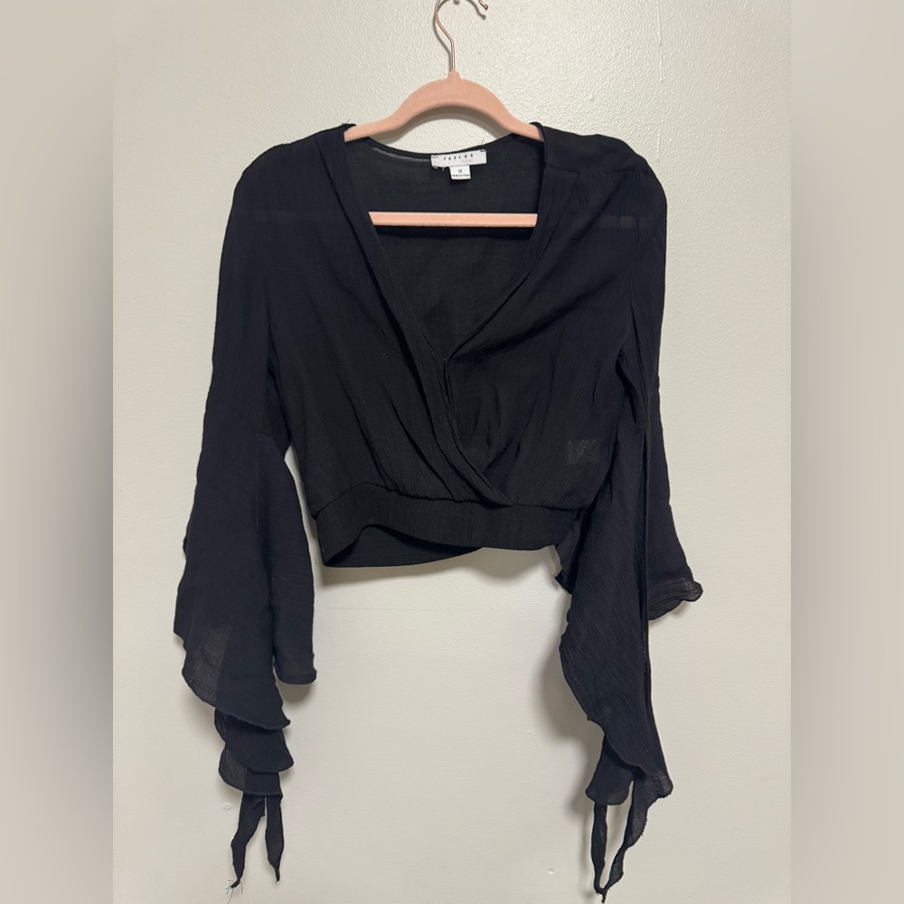 Favlux Black Draped Witchy Sleeves Top